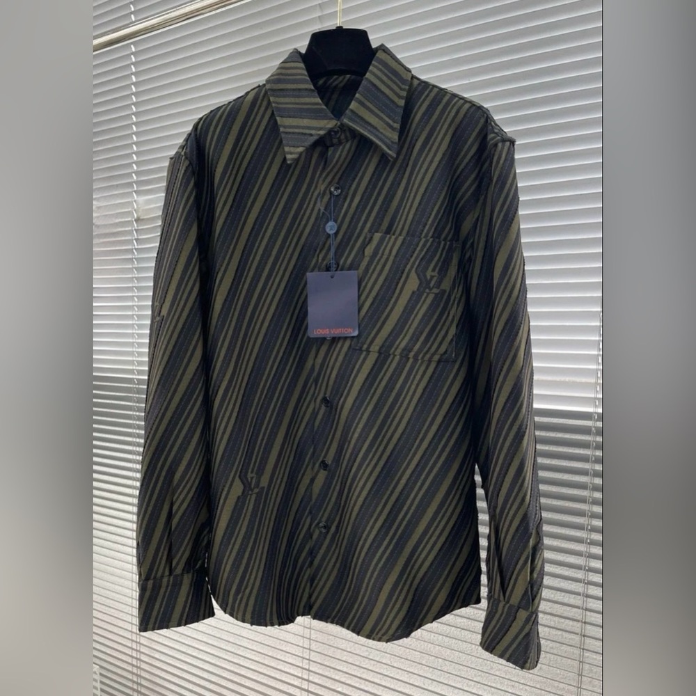 LOUIS VUITTON COTTON JACQUARD DIAGONAL STRIPED SHIRT !!!